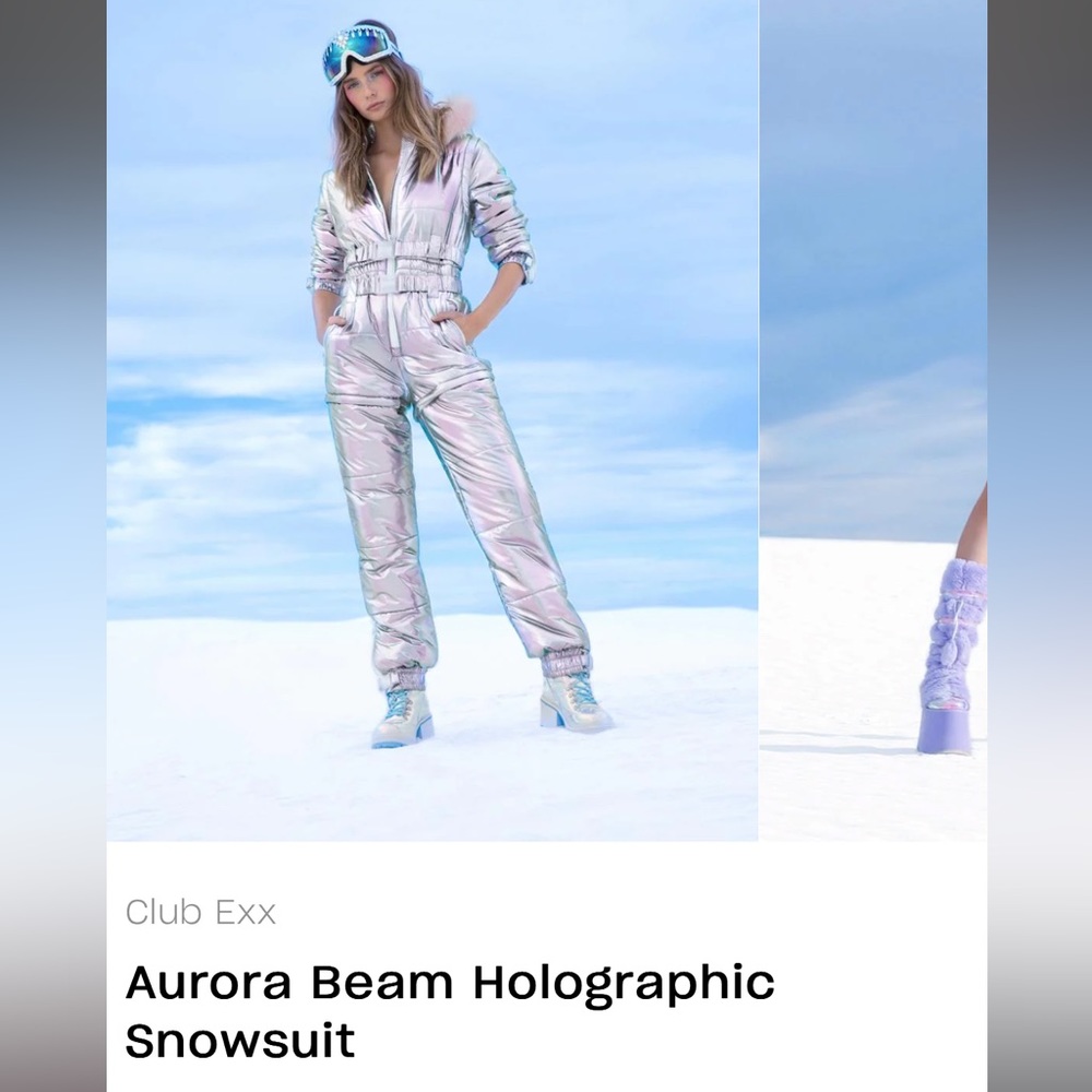 Dolls Kill Club Exx Aurora Beam Holographic Snow Suit - Size L